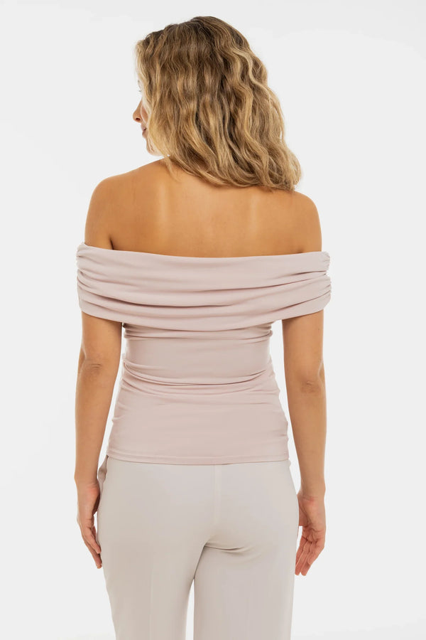 Elegante Umstandsbluse mit Off-Shoulder – Rosé