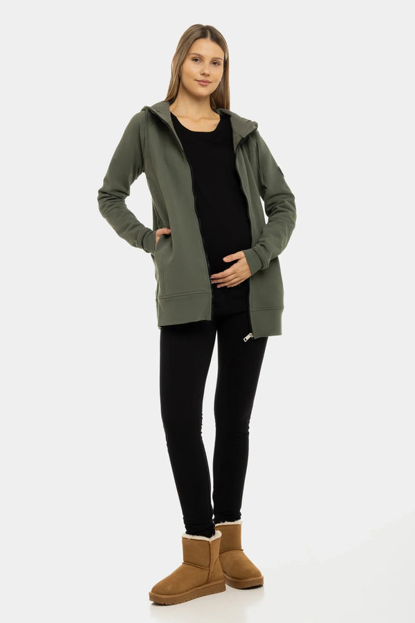 3-in-1 Umstands- und Tragehoodie – Khaki