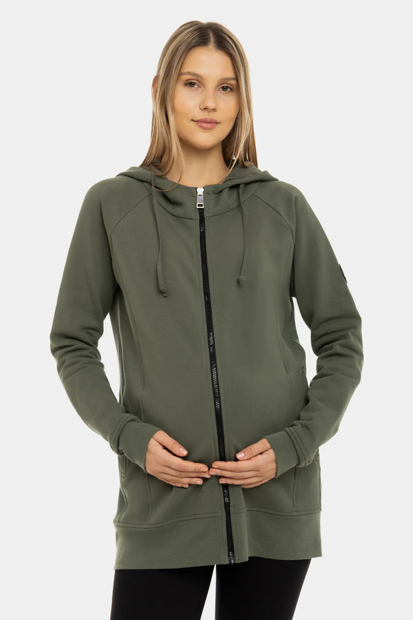 3-in-1 Umstands- und Tragehoodie – Khaki
