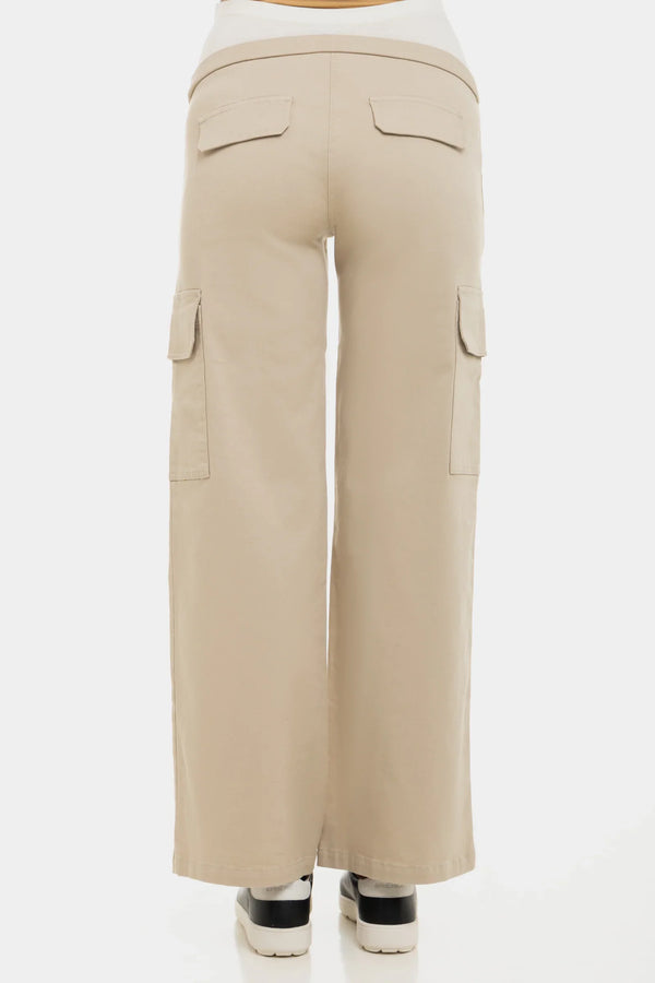 Weite Umstands-Cargohose aus Baumwolle – Sand