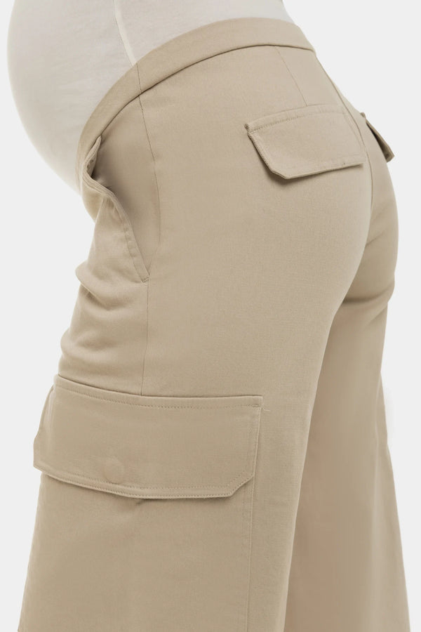 Weite Umstands-Cargohose aus Baumwolle – Sand