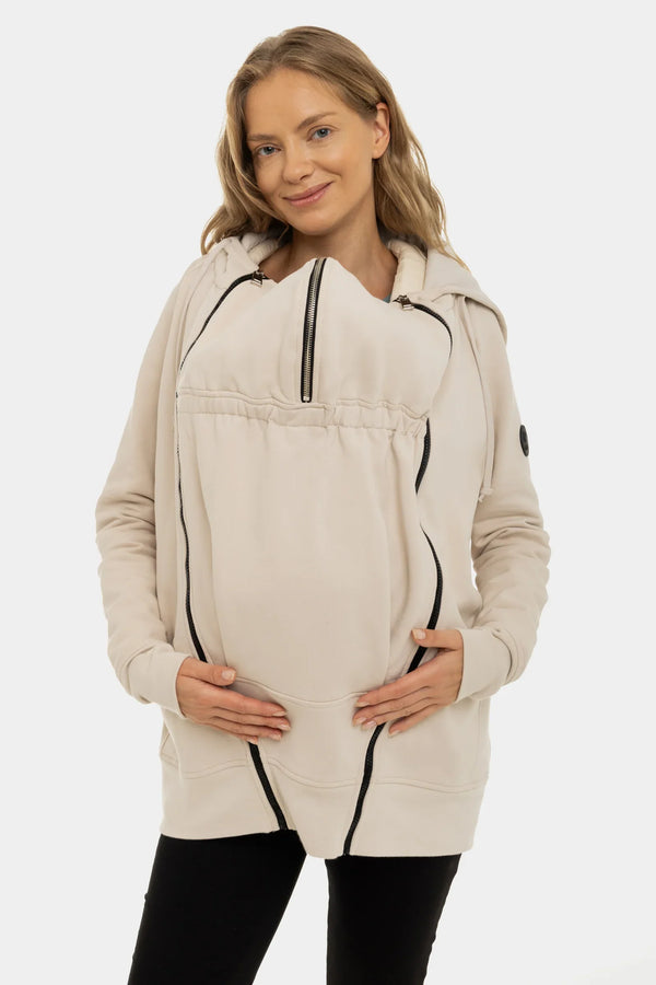 3-in-1 Umstands- und Tragehoodie – Beige