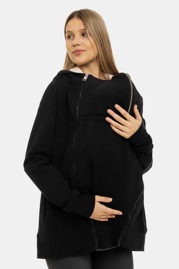 3-in-1 Umstands- und Tragehoodie – Schwarz