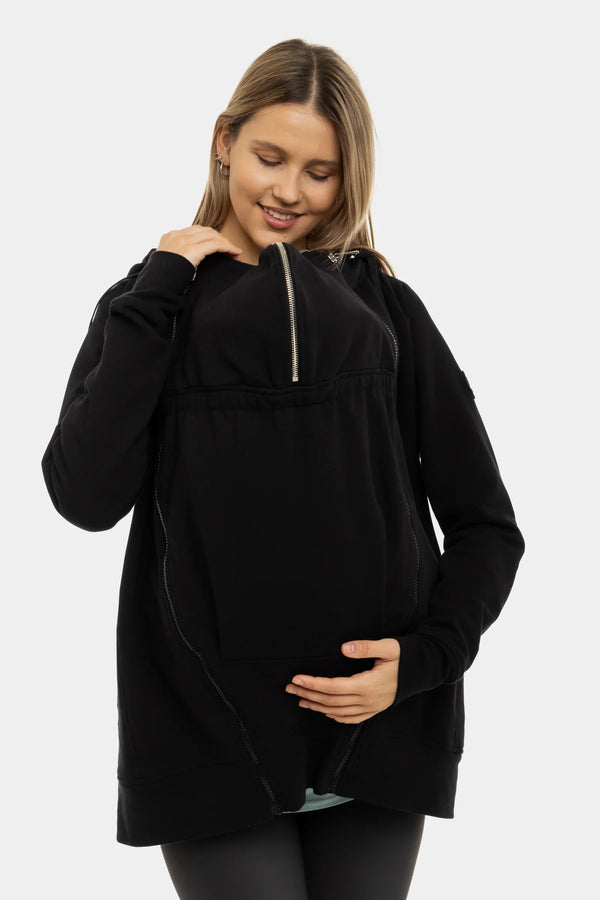 3-in-1 Umstands- und Tragehoodie – Schwarz
