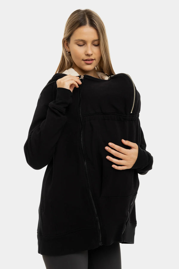 3-in-1 Umstands- und Tragehoodie – Schwarz