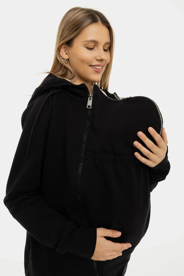 3-in-1 Umstands- und Tragehoodie – Schwarz
