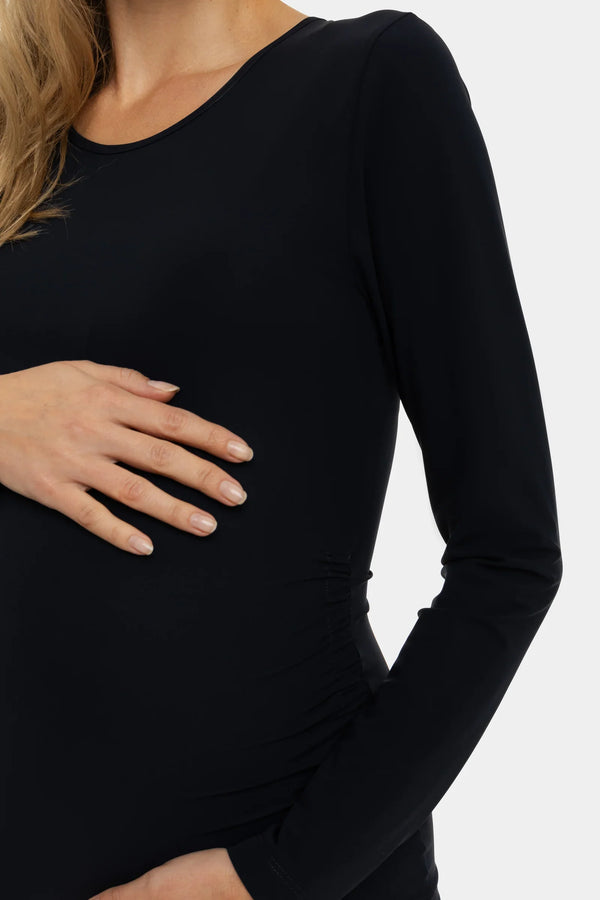 Langes Umstandskleid mit Schlitz – Dunkelblau