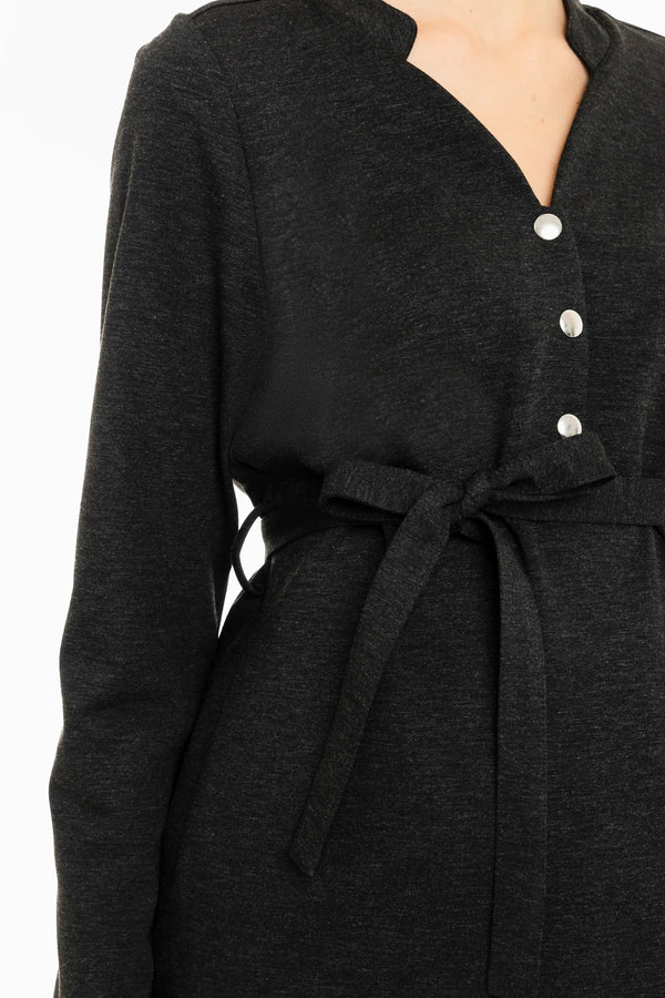 Umstands- und Stillkleid aus Premium Ponte di Roma – Grau meliert