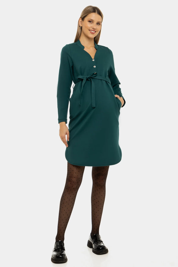 Umstands- und Stillkleid aus Premium Ponte di Roma – Smaragdgrün