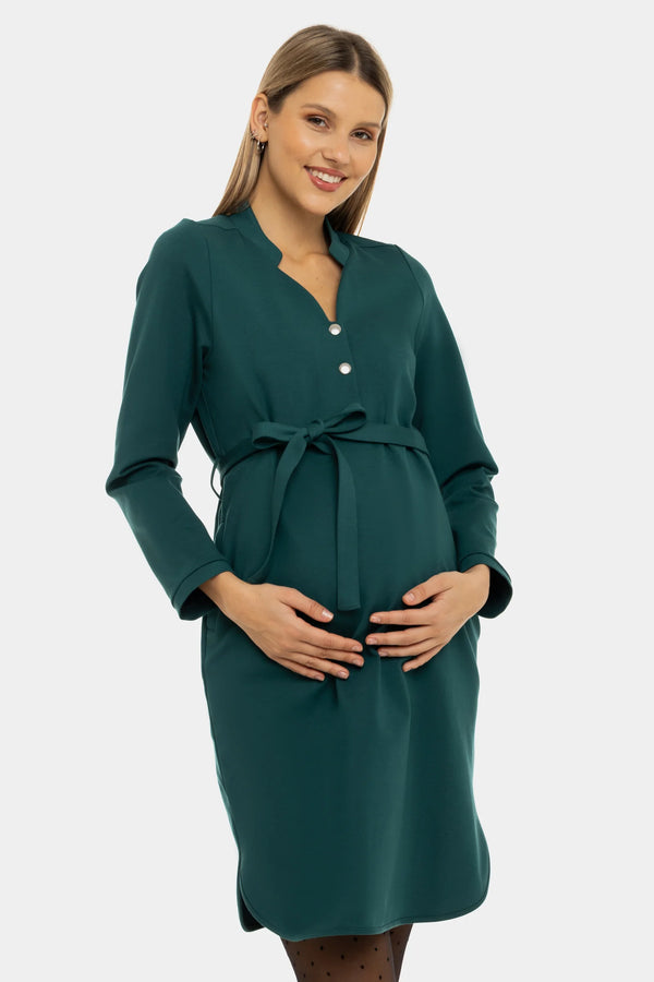 Umstands- und Stillkleid aus Premium Ponte di Roma – Smaragdgrün
