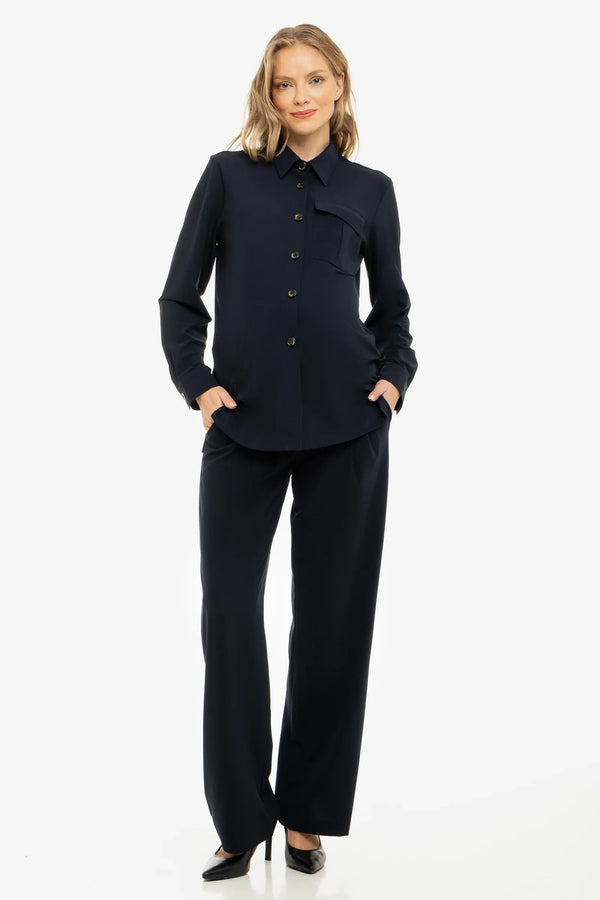 Travel-Umstandshose mit Falten – Dunkelblau