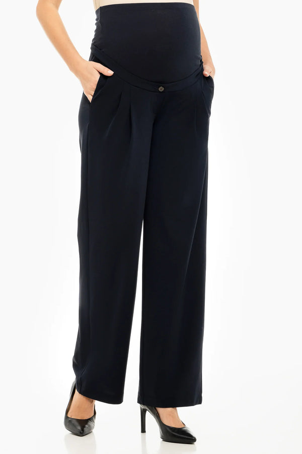 Travel-Umstandshose mit Falten – Dunkelblau