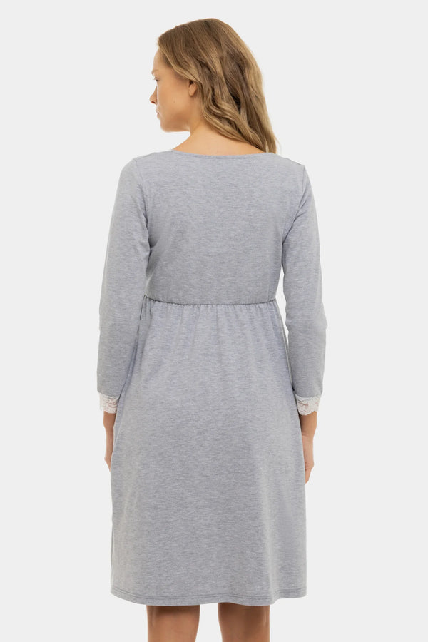 Umstands- und Stillnachthemd aus Baumwolle – Hellgrau