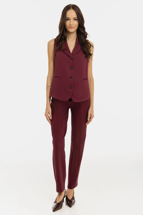 Elegante Umstandshose aus Punto-Twill – Bordeauxrot