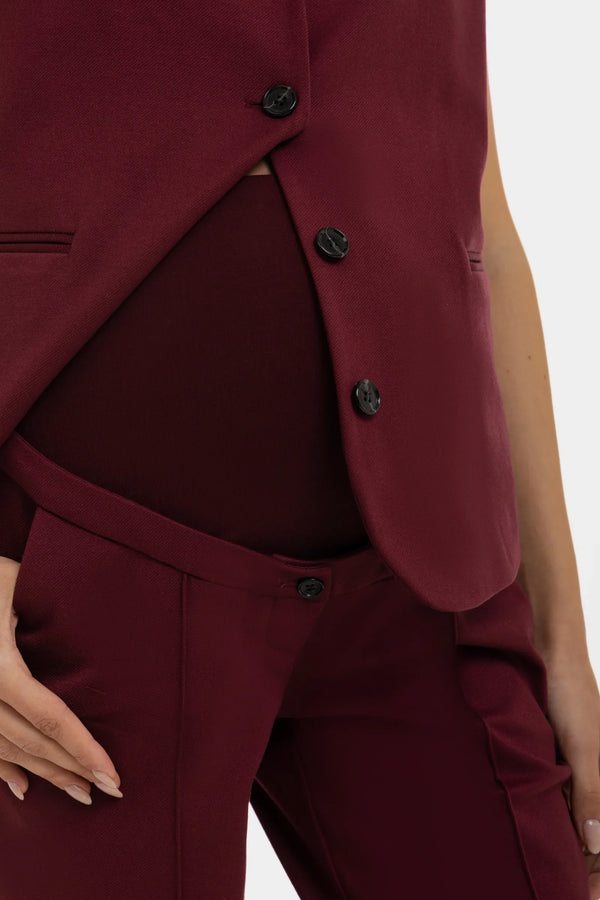 Elegante Umstandshose aus Punto-Twill – Bordeauxrot