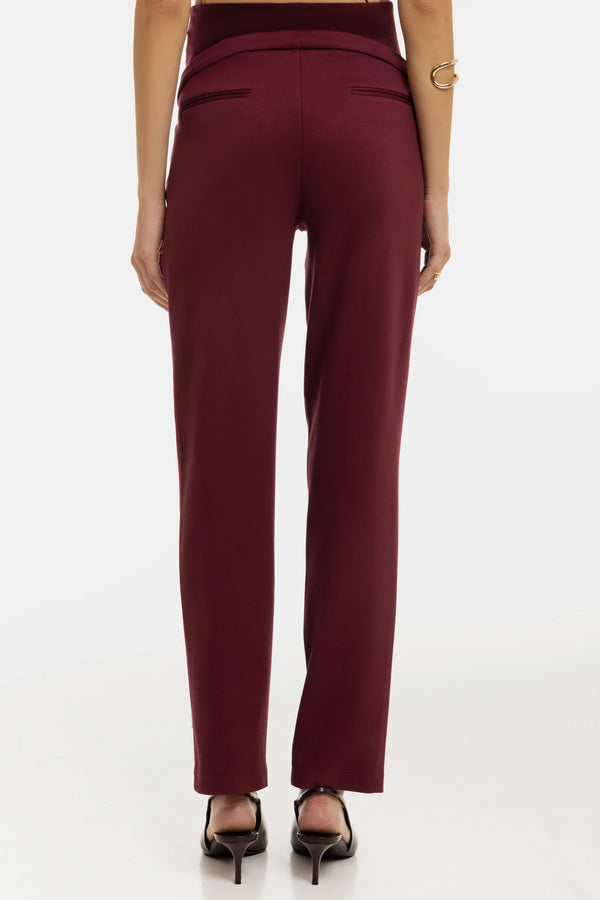 Elegante Umstandshose aus Punto-Twill – Bordeauxrot