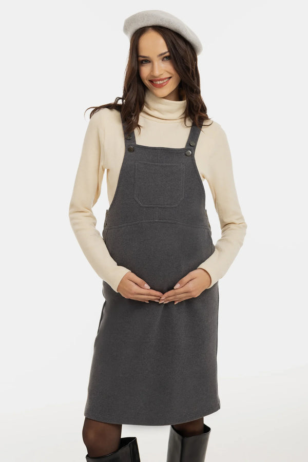 Gestricktes Umstands- und Stillkleid – Dunkelgrau