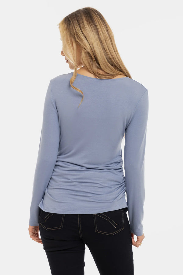 Umstandsbluse mit gerafften Seitennähten – aus Modal – Lavendel