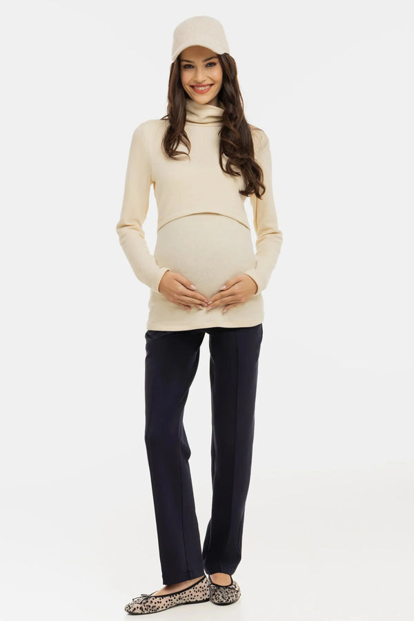 Elegante Umstandshose aus Punto-Twill – Dunkelblau