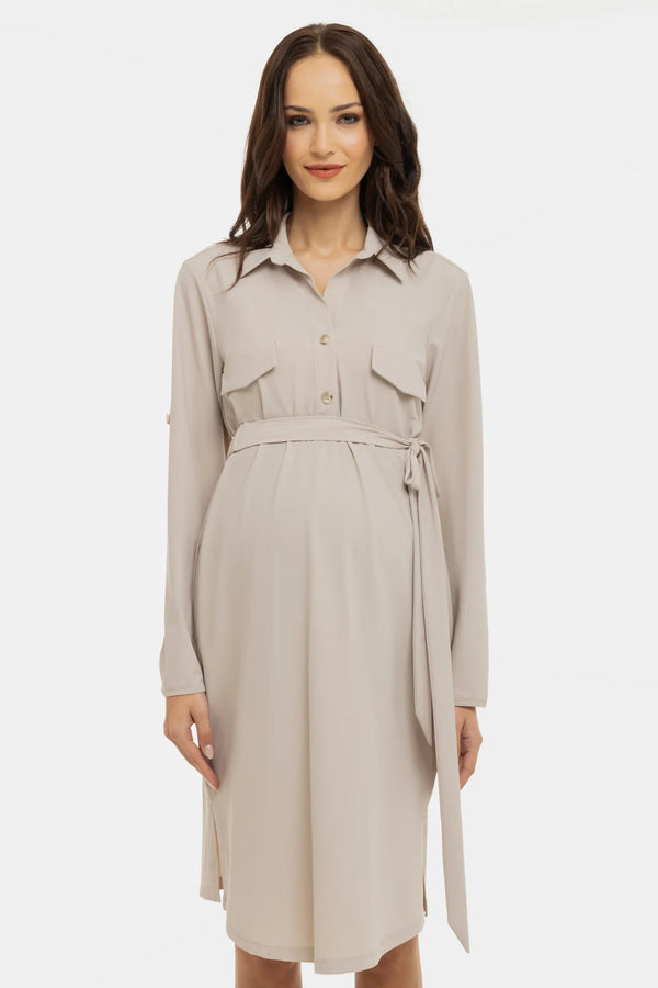 Umstands- und Stillblusenkleid – Sand