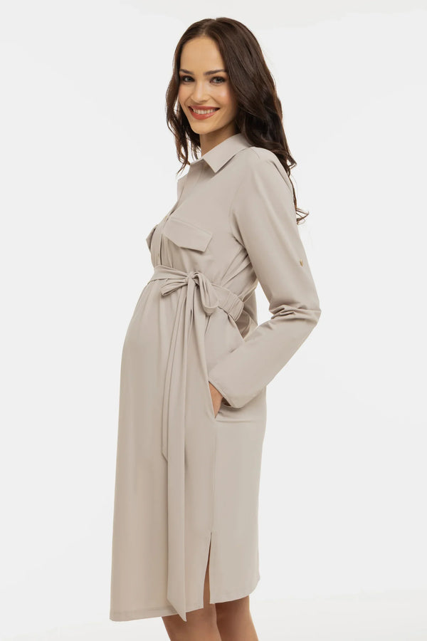 Umstands- und Stillblusenkleid – Sand