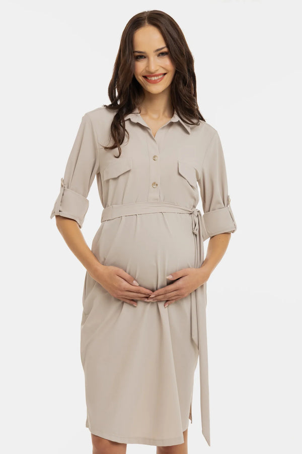Umstands- und Stillblusenkleid – Sand