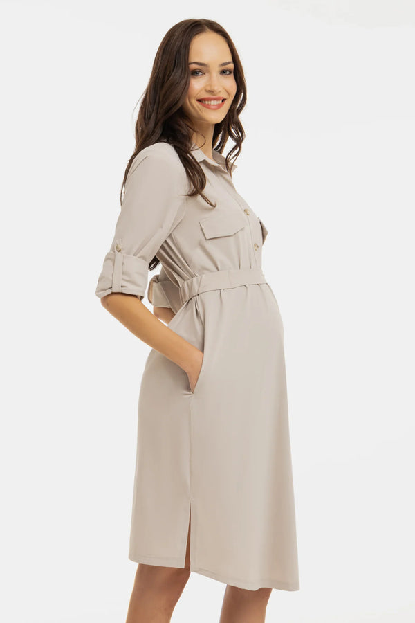 Umstands- und Stillblusenkleid – Sand