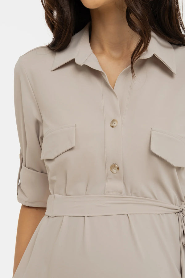 Umstands- und Stillblusenkleid – Sand