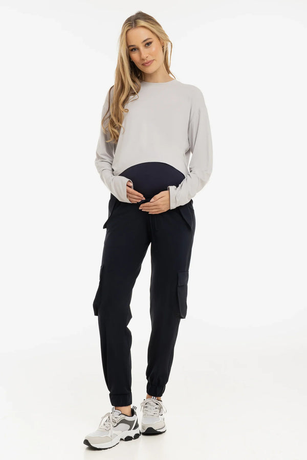 Jersey-Cargo-Umstandshose – Dunkelblau