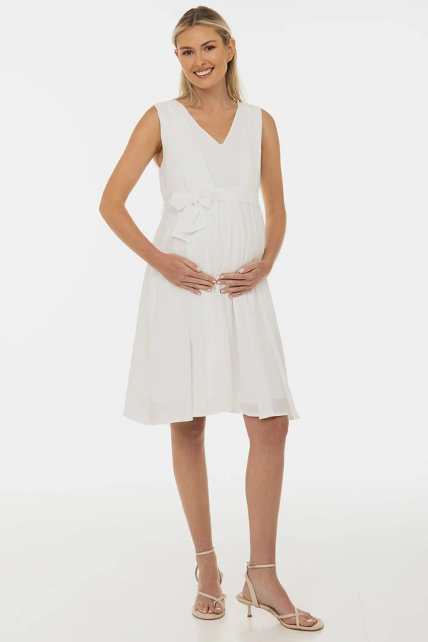 Luftiges Umstandsbrautkleid mit Stillfunktion – Weiß