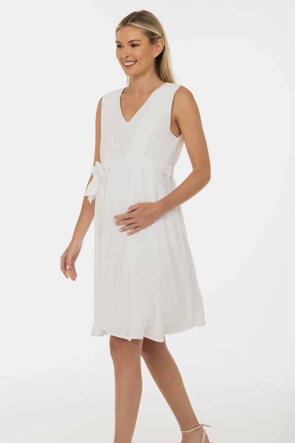 Luftiges Umstandsbrautkleid mit Stillfunktion – Weiß