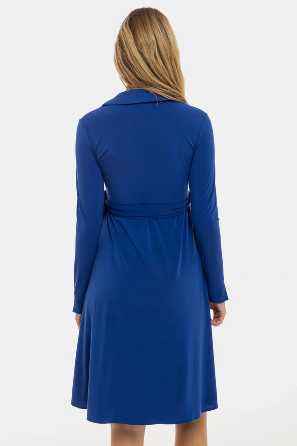 Luftiges Umstands- und Stillkleid mit Wickel-Design – Königsblau
