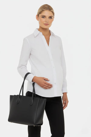 Essential katoenen zwangerschaps- en voedingsshirt – wit