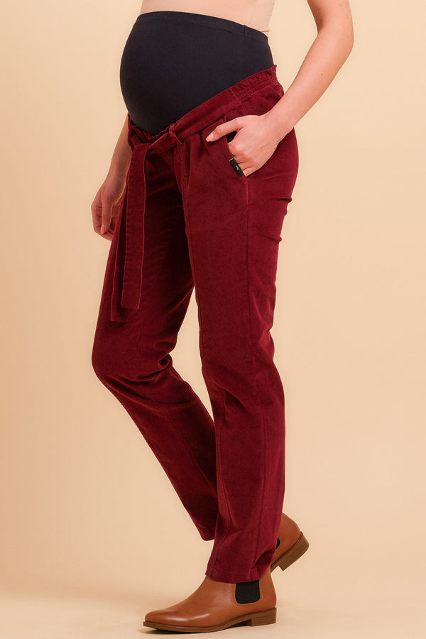 Cord-Umstandshose – Bordeauxrot