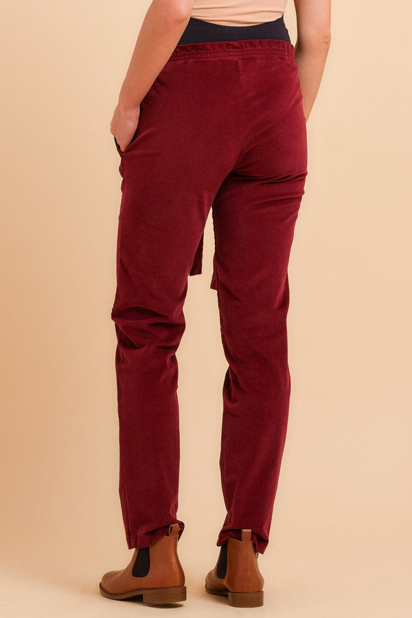 Cord-Umstandshose – Bordeauxrot