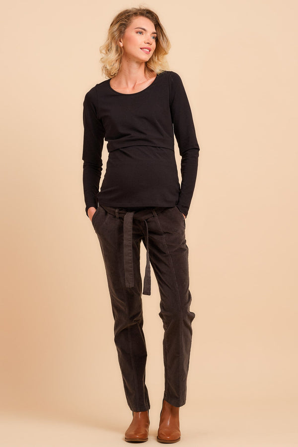 Cord-Umstandshose aus Baumwolle – Khaki