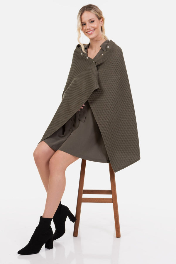 2-in-1 Baumwoll-Schal & Stilltuch - Khaki