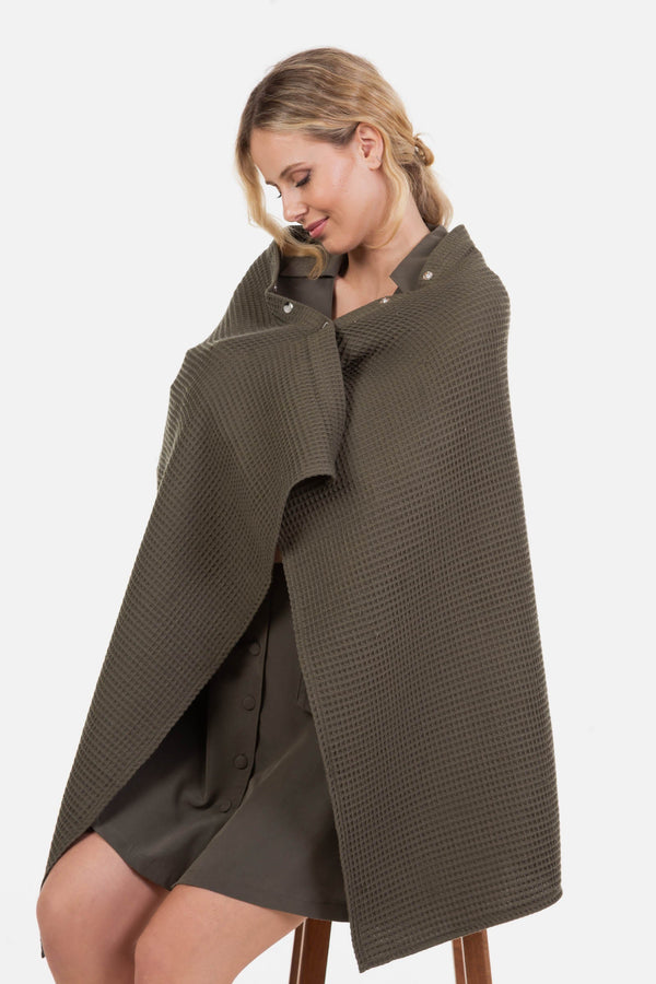 2-in-1 Baumwoll-Schal & Stilltuch - Khaki