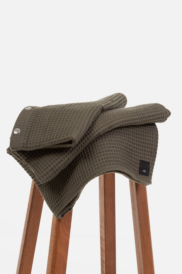 2-in-1 Baumwoll-Schal & Stilltuch - Khaki