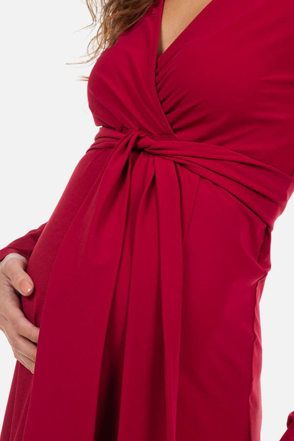 Ausgestelltes Umstands- und Still-Wickelkleid – Bordeaux