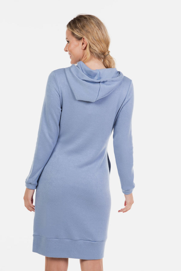 Umstands- und Still-Hoodiekleid – Hellblau
