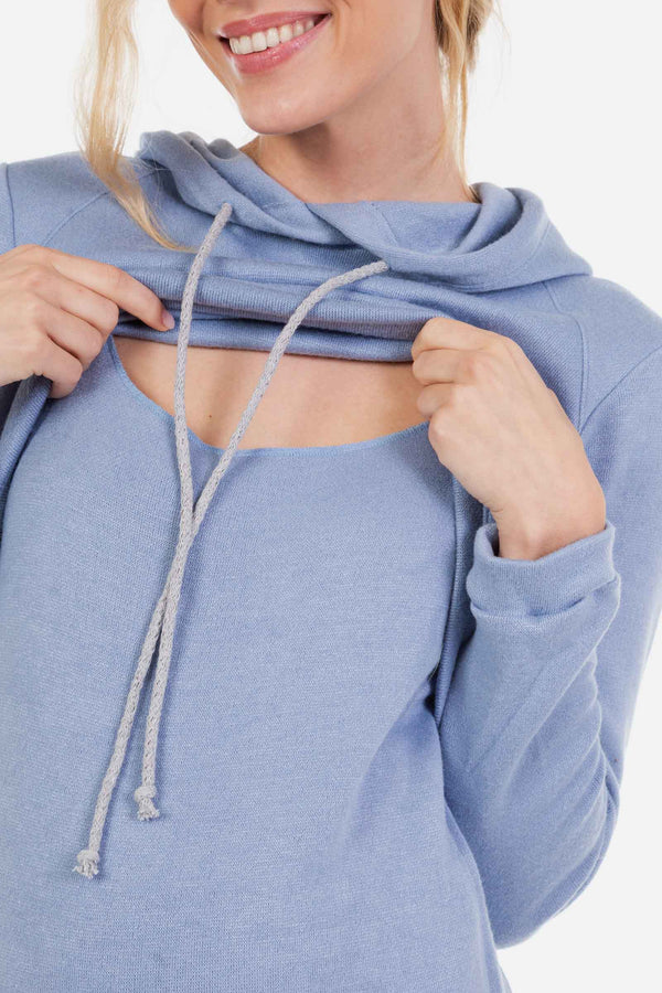 Umstands- und Still-Hoodiekleid – Hellblau
