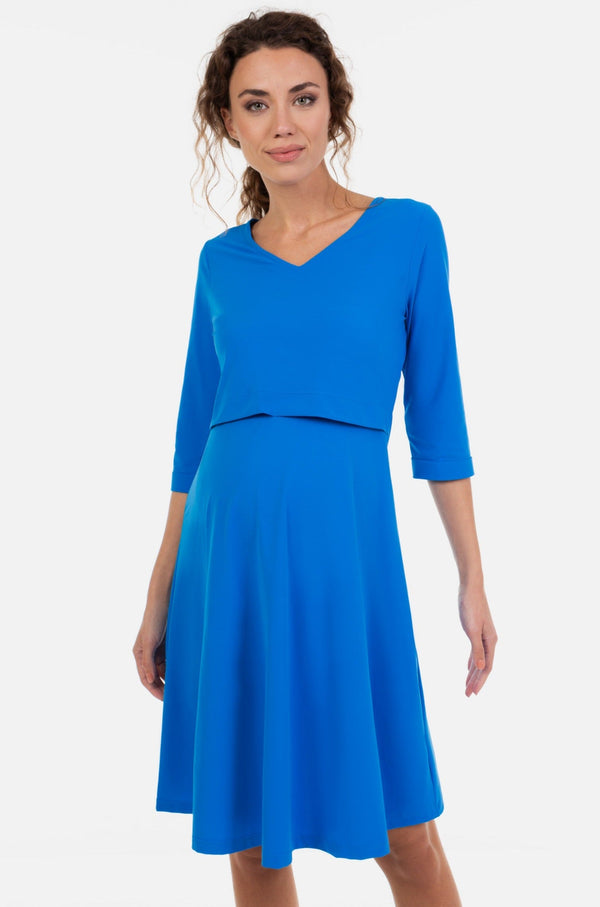 Umstands- und Stillkleid aus Travel-Jersey – Royalblau