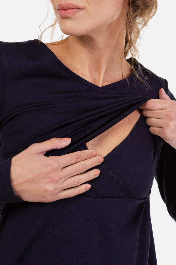 Umstands- und Stillkleid aus Ponte di Roma – Dunkelblau