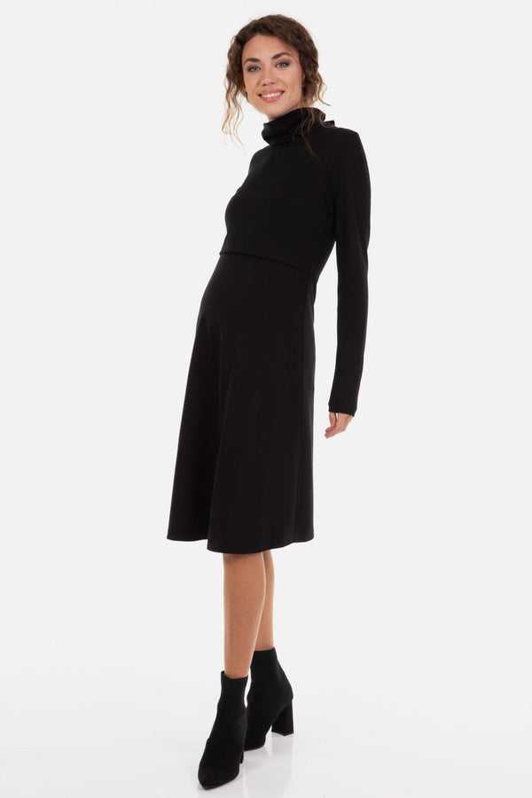 Ausgestelltes Umstands- und Stillkleid mit Rollkragen