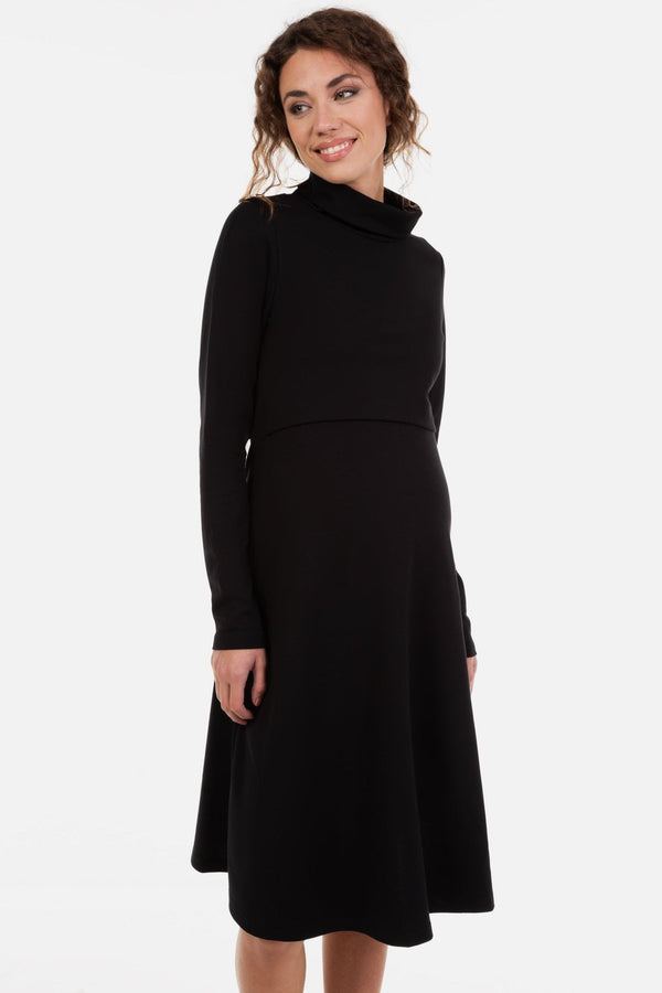 Ausgestelltes Umstands- und Stillkleid mit Rollkragen