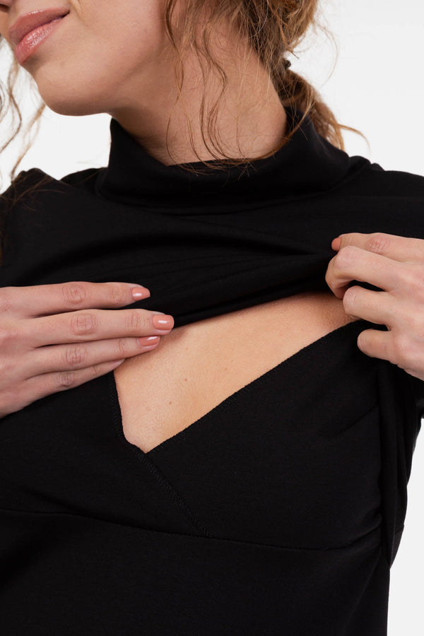 Ausgestelltes Umstands- und Stillkleid mit Rollkragen