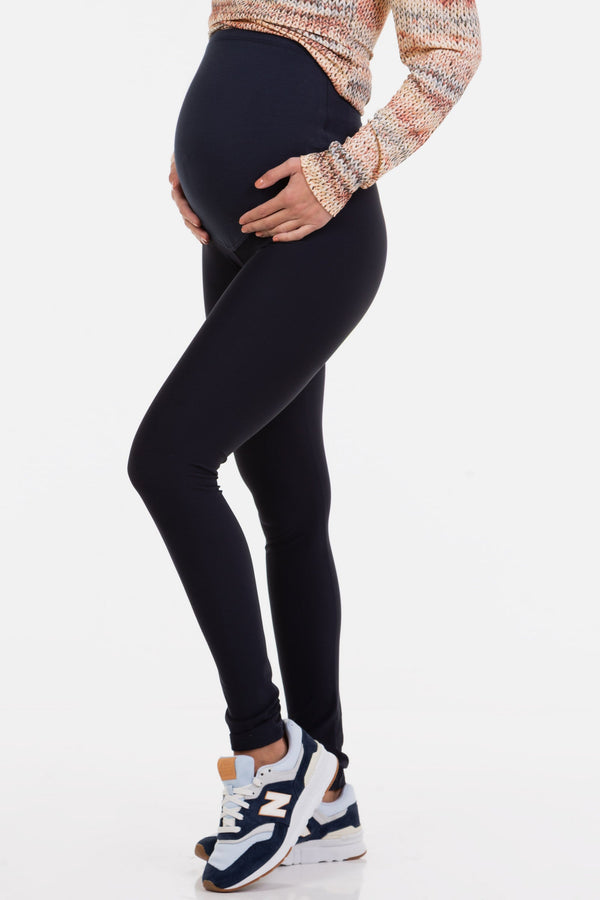 Umstands-Leggings aus Jersey mit gebürsteter Innenseite – Dunkelblau