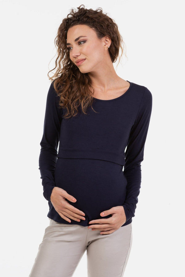 Umstands- und Stilltop aus Bambus – Dunkelblau