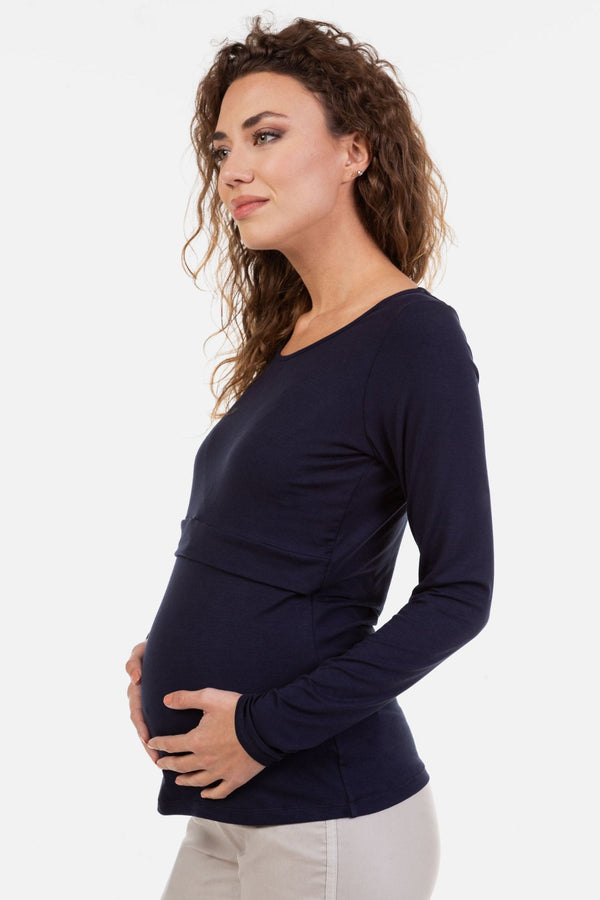 Umstands- und Stilltop aus Bambus – Dunkelblau